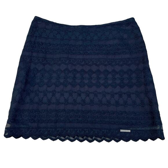 Abercrombie & Fitch Dresses & Skirts - Y2K Abercrombie And Fitch Embroidered Mesh Mini Skirt 2 Navy Straight Preppy